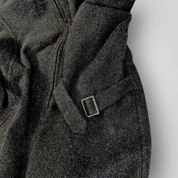 Collection By Gallery Wool Blend Zip Up Peacoat Faux Fur Collar Size L Dark Gray - Picture 9 of 16